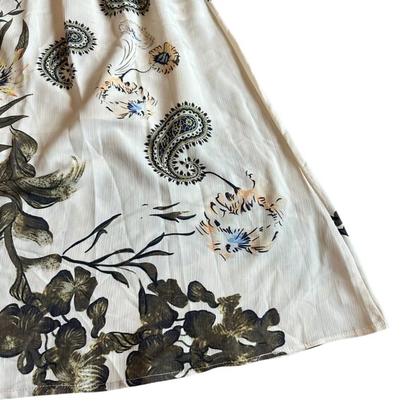 Kaimilan Creamy Ivory Floral Print Dress Knee Length Short Sleeve Size 8 NWT - Picture 6 of 13